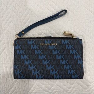 Michael Kors Navy and Black MK Logo Wristlet